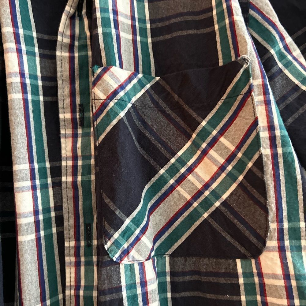 American Apparel Plaid Button Up Shirt Mens Small Blue Green Short Sleeve Cotton - Picture 12 of 16